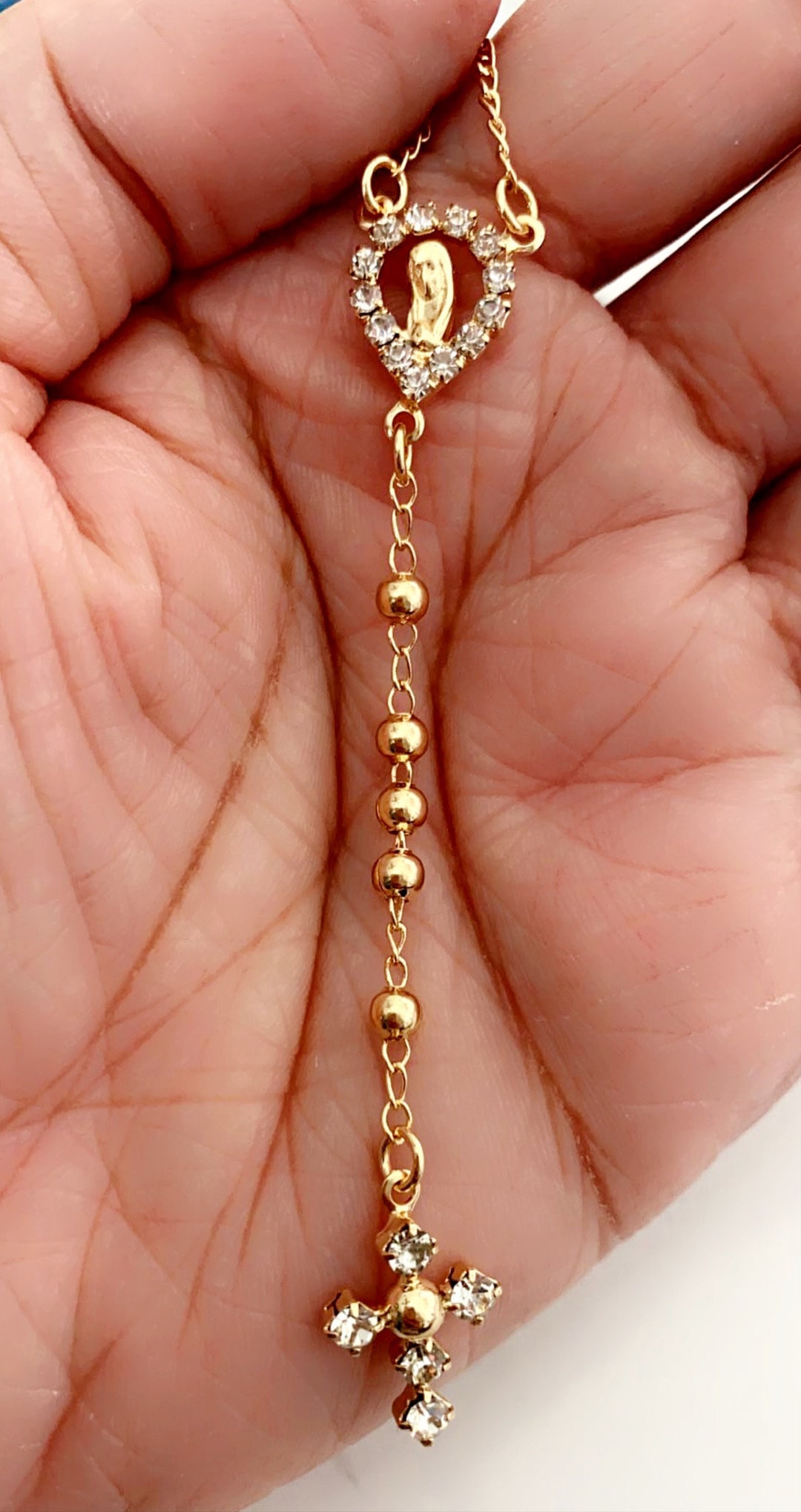 18K Gold Filled Rosary Necklace, Dainty Rosary Necklace, Gold Rosary