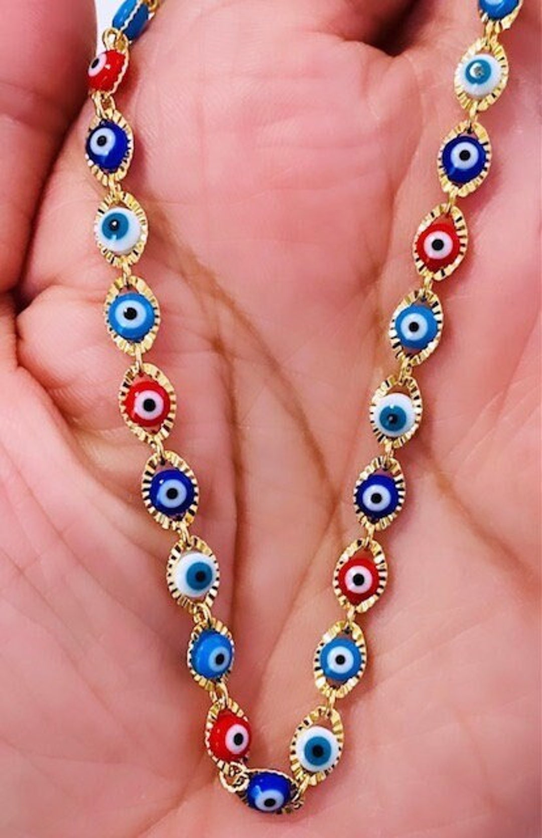 18K Gold Filled Chain Evil Eye Anklet Hamsa Protection Chain Etsy UK