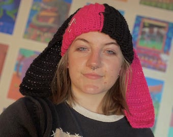 Halb und halb gehäkelte Bunny Ear Beanie