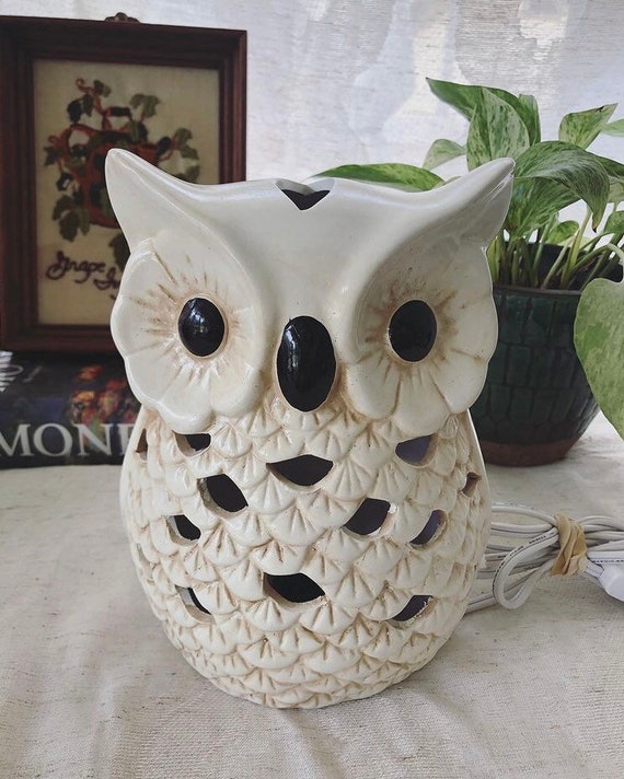 Vintage Ceramic Owl Lamp Etsy