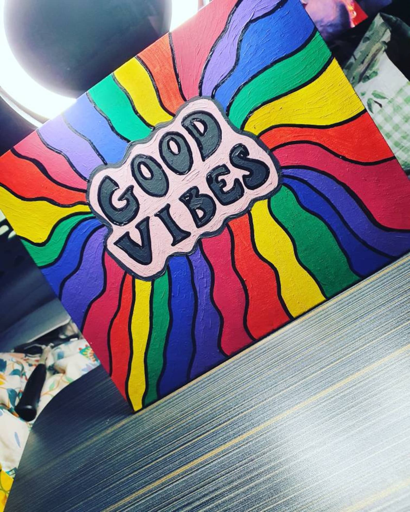 Good Vibes painted acrylic canvas Etsy