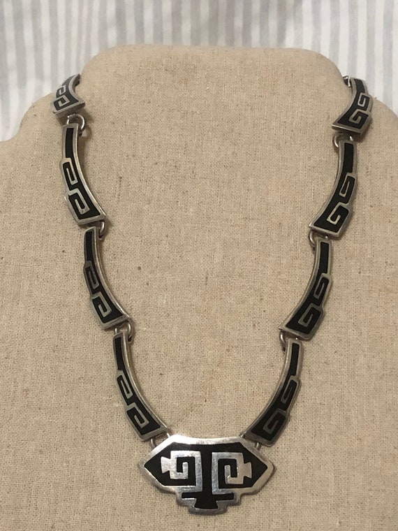 Taxco Mexico Sterling TM-275 Silver and Black ena… - image 3
