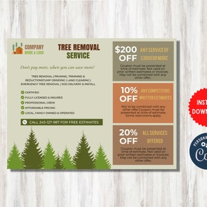 Tree Removal Template, Service Repair Flyer, Editable Business Opening, Tree cutter, Do It Yourself Card, MLN204