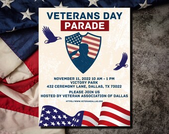 Veterans day parade Flyer Printable Handout Celebrate memorial day | 8.5"x11" Instant Download, ss2222