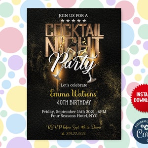 Invito al cocktail party, invito alla celebrazione del compleanno, invito modificabile, invito al download istantaneo alla celebrazione della festa, MLN41
