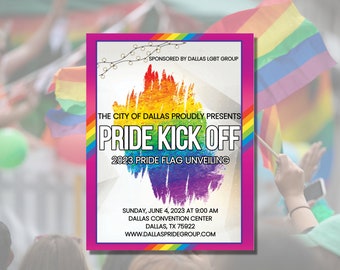 Rainbow Pride Month Party Event Flyer Poster Kick Off - LGBTQ Celebration Printable Editable Corjl Design Instant Download SS550