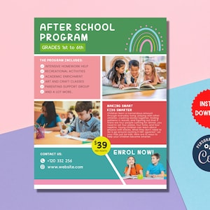 After School Program, School Program Flyer, School Event, School Activities, Customizable School Template, MLN 196