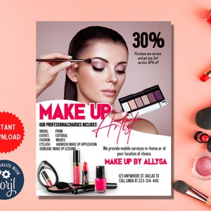 Makeup Artist Event Flyer Printable | Beauty | Skincare | Makeup Application | Spa | Flyer Design | Handout | 8.5&quot;x11&quot; MLN119