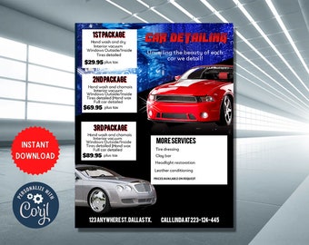 Car Detailing Event Flyer Printable | Washing service, flyer, fundraising, church, school, band, printable design download MLN125a
