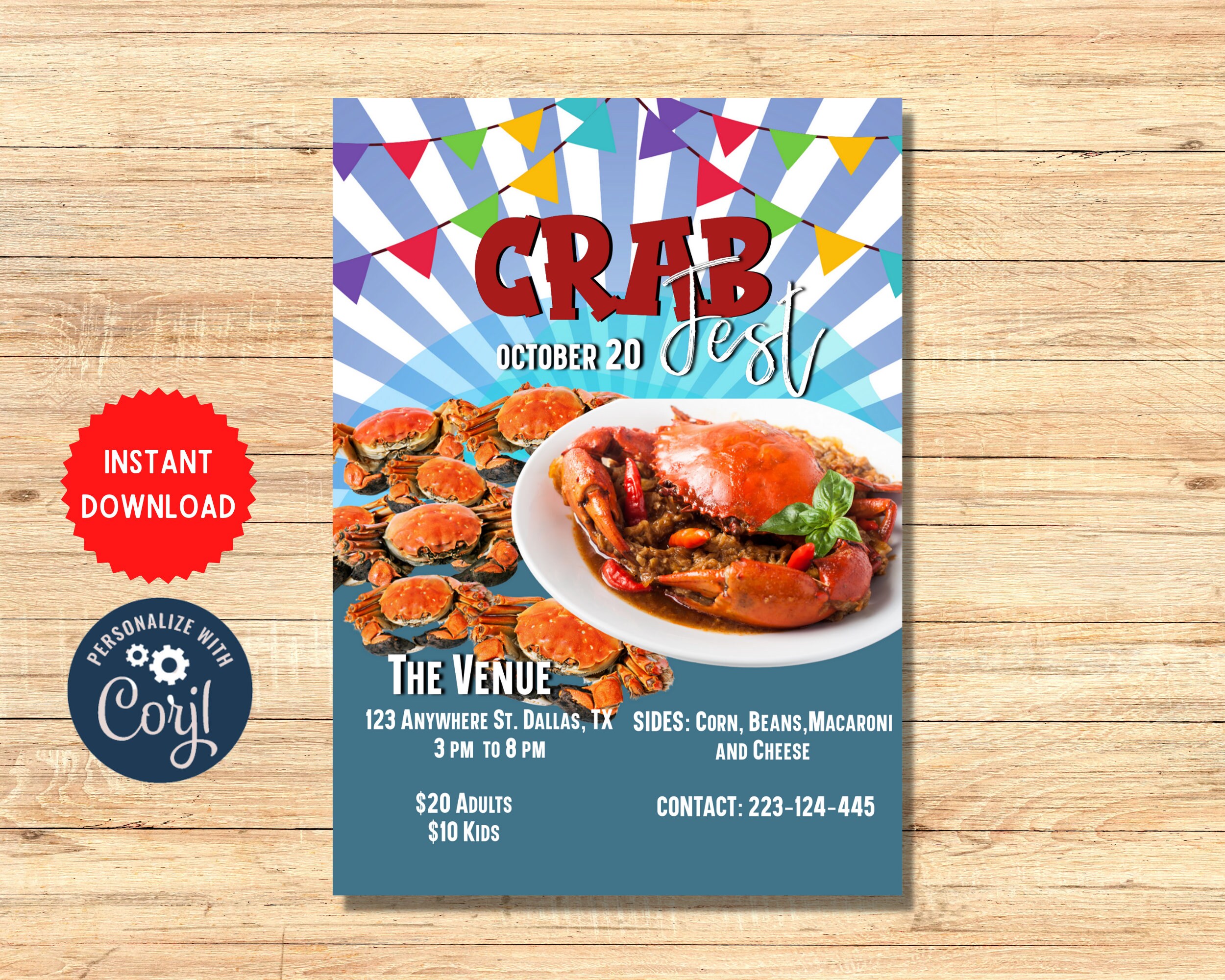 Crab Fest Flyer, Printable Crab Feast, Crab Boil Invite, Seafood