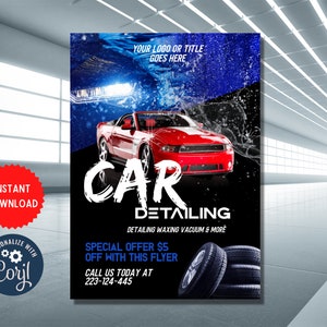 Car Wash Flyer Invite Template, Custom Car Wash Exhibition Invitation, Editable Party Celebration, Instant Download Card, MLN80
