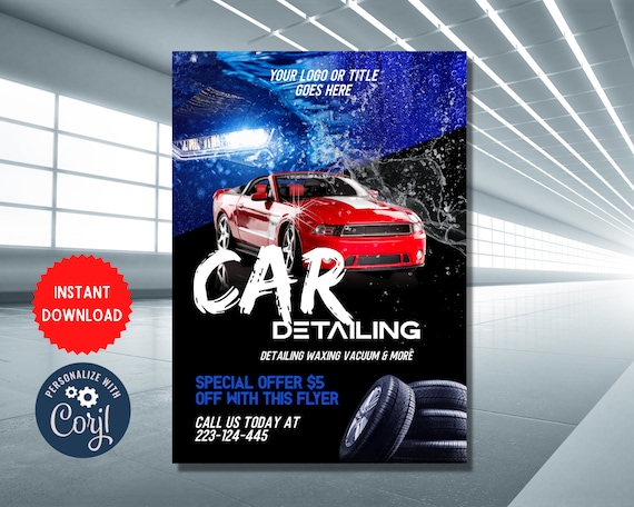 Car Wash Flyer Invite Template, Custom Car Wash Exhibition Invitation, Editable Party Celebration, Instant Download Card, MLN80