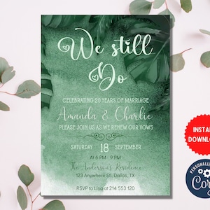 Todavía hacemos plantilla de invitación, invitación de renovación de voto, tarjeta de boda de jardín de descarga instantánea, invitación de fiesta de boda editable personalizada, MLN67