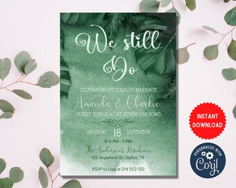 We Still Do Invite Template, Renewal Of Vow Invitation, Instant Download Garden Wedding Card, Custom Editable Wedding Party Invite, MLN67
