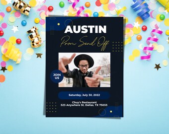 Prom Send Off Invitation invite, Photo Prom Invite, Corjl Instant Download, Template with Picture Classic Printable Flyer SS1221