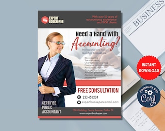Accountancy Company Services Flyer, Accounting Flyer Design, Bookkeeping Services Flyer, Accounting & Bookkeeping, MLN173