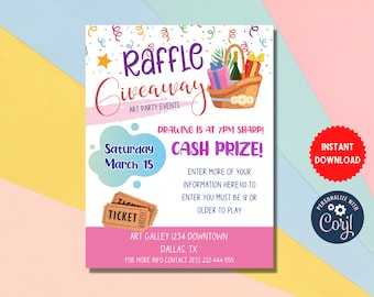 Raffle Flyer, DIY Flyer Design Template, Giveaway Flyer, Raffle Ticket Flyer, Hair Raffle Flyer, Social Media Business Design, MLN211