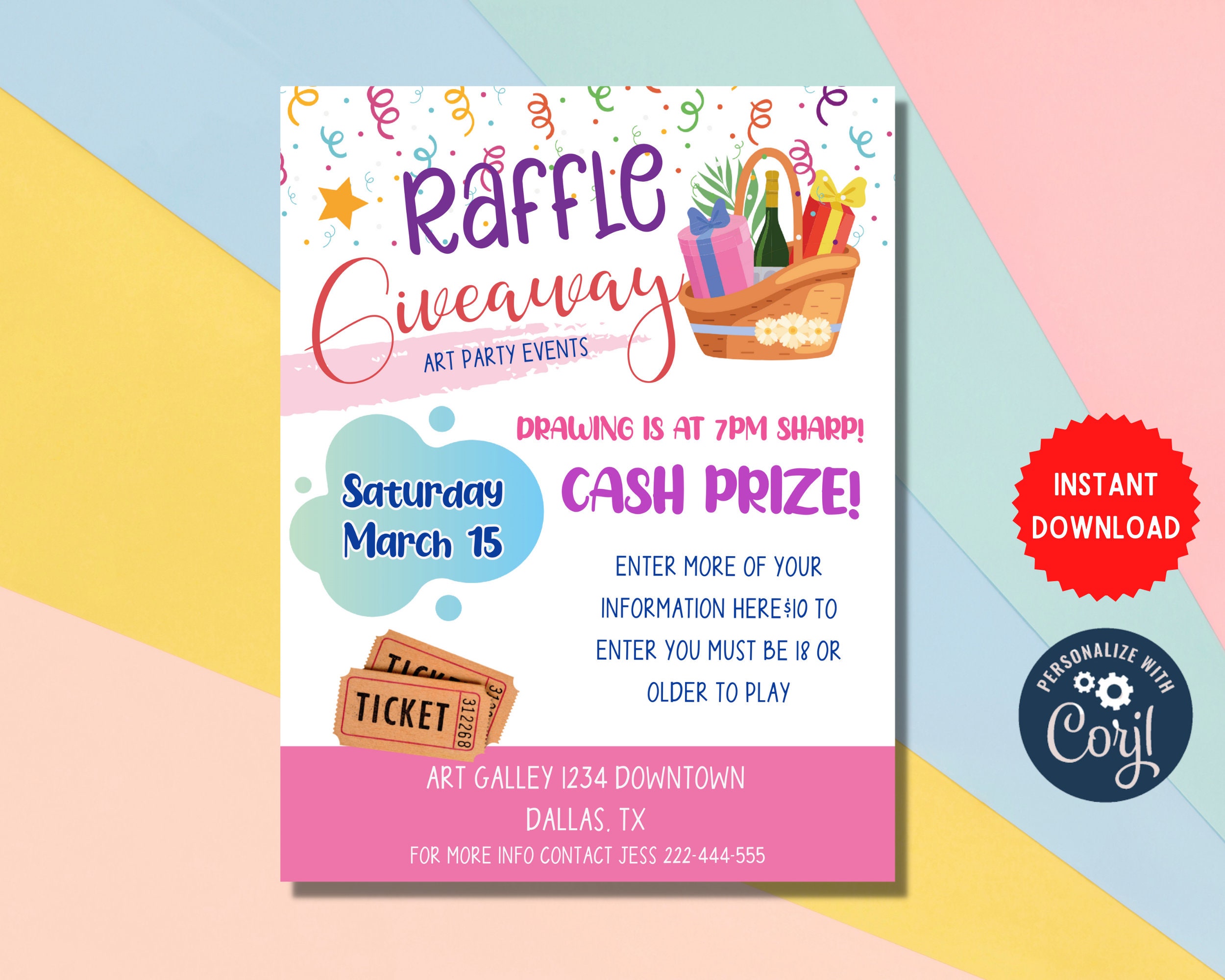 Raffle Flyer, DIY Flyer Design Template, Giveaway Flyer, Raffle Ticket Raffle Flyer, DIY Flyer Design Template, Giveaway Flyer, Raffle Ticket