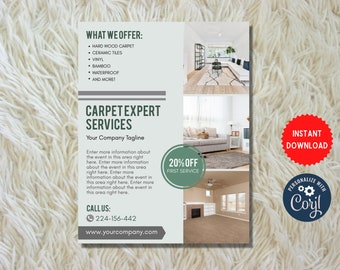 Carpet Installation Flyer, DIY corjl  Carpet Cleaning Template 2022, Cleaning Company Event Flyer, Digital File Download, MLN169