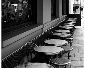 Paris art print, cafe terrace street photography home decor
