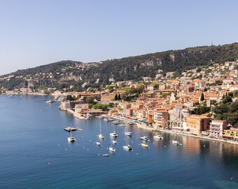 Fotografía artística de Villefranche-sur-Mer, decoración de casas de playa, fotografía de viajes por Francia, costa