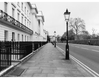 Black White London Townhouse Photography Print, Regents Park Architecture Wall Decor