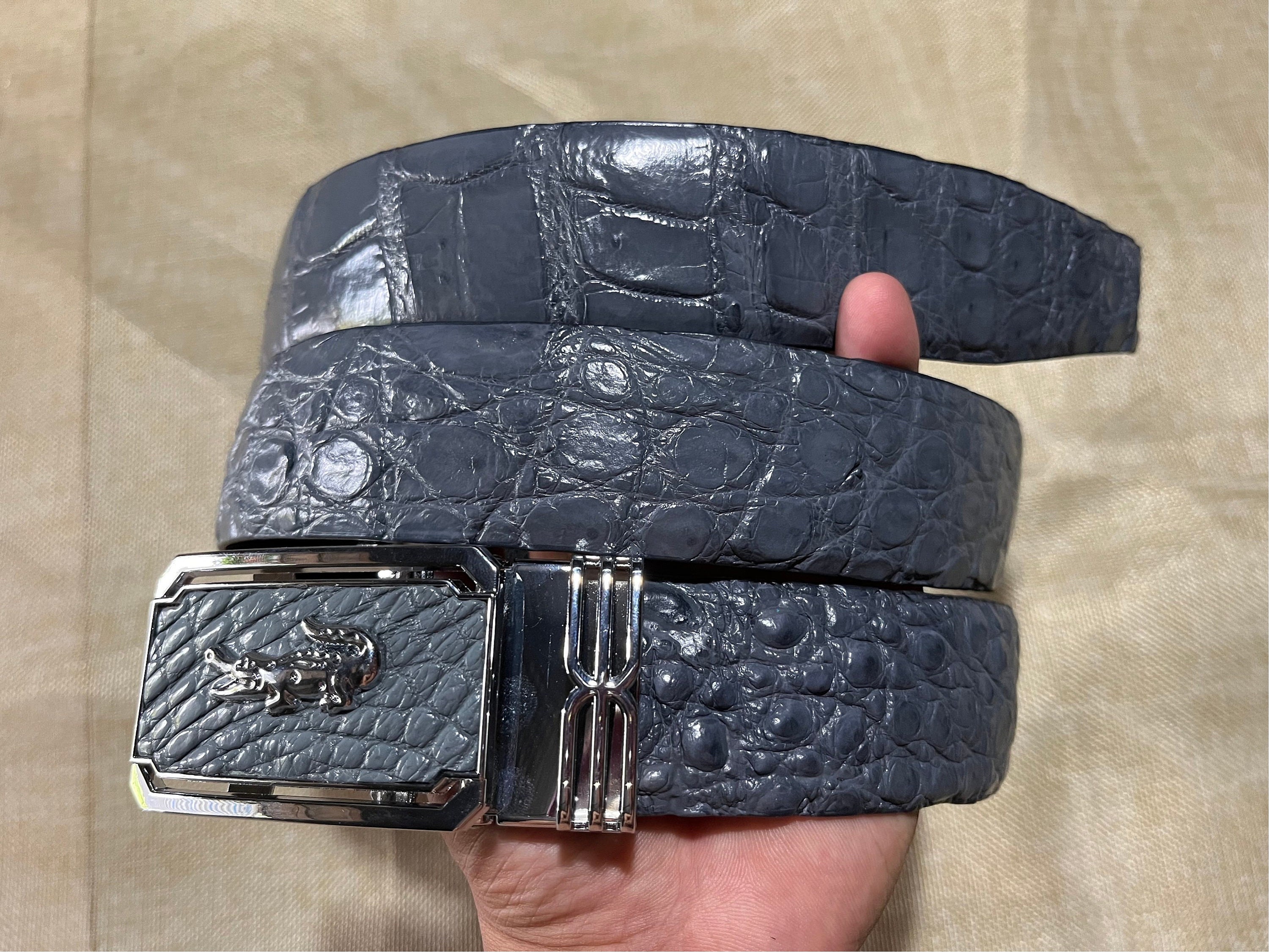Falari Men's Dress Belt Jeans Belt Full Grain Leather Alligator Eagle Tiger  Bull Buckle at  Men’s Clothing store