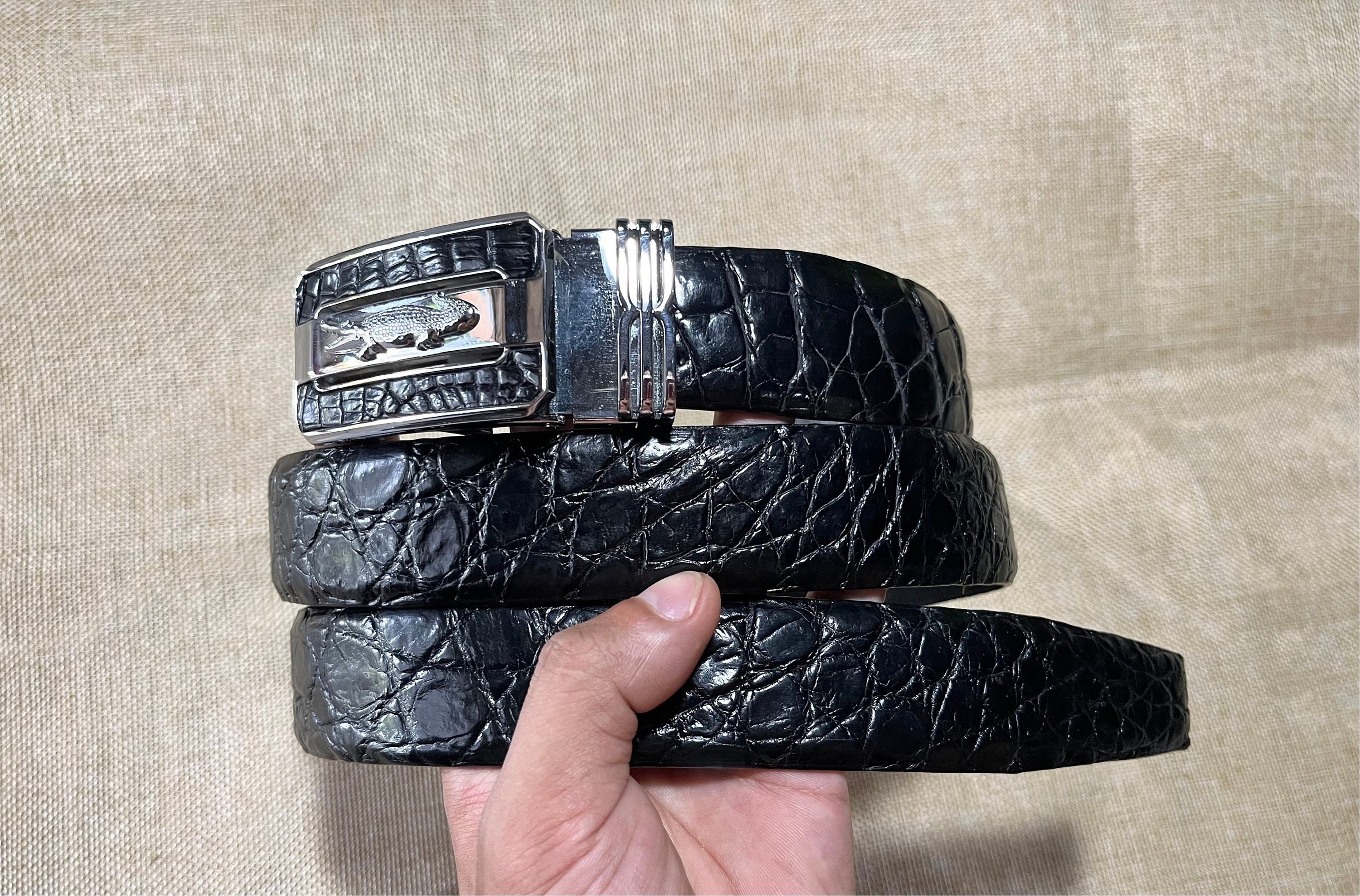 Zambezi Grace Men's Hornback Crocodile Belt, Espresso, Men's, 39, Belts Alligator Crocodile & Snakeskin Belts