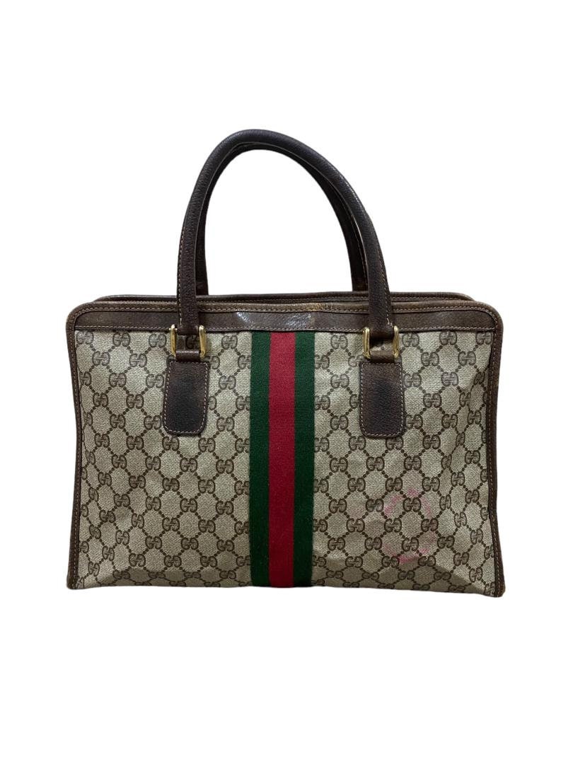 Vintage Authentic Gucci GG Monogram Canvas Web Sherry Line