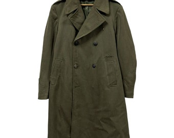 Vintage USMC Wool Trench Coat: 70s Military Jacket, Size 34S