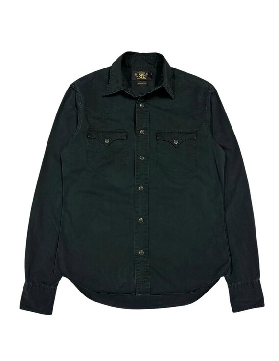 RRL Polo Ralph Lauren Western Snap Button Black Button Ups Made in 
