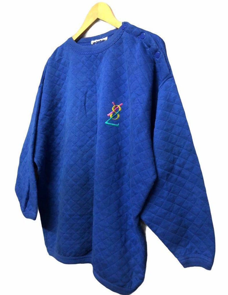 Vintage Yves Saint Laurent Quilted Button Pullover Embroidery Logo image 4