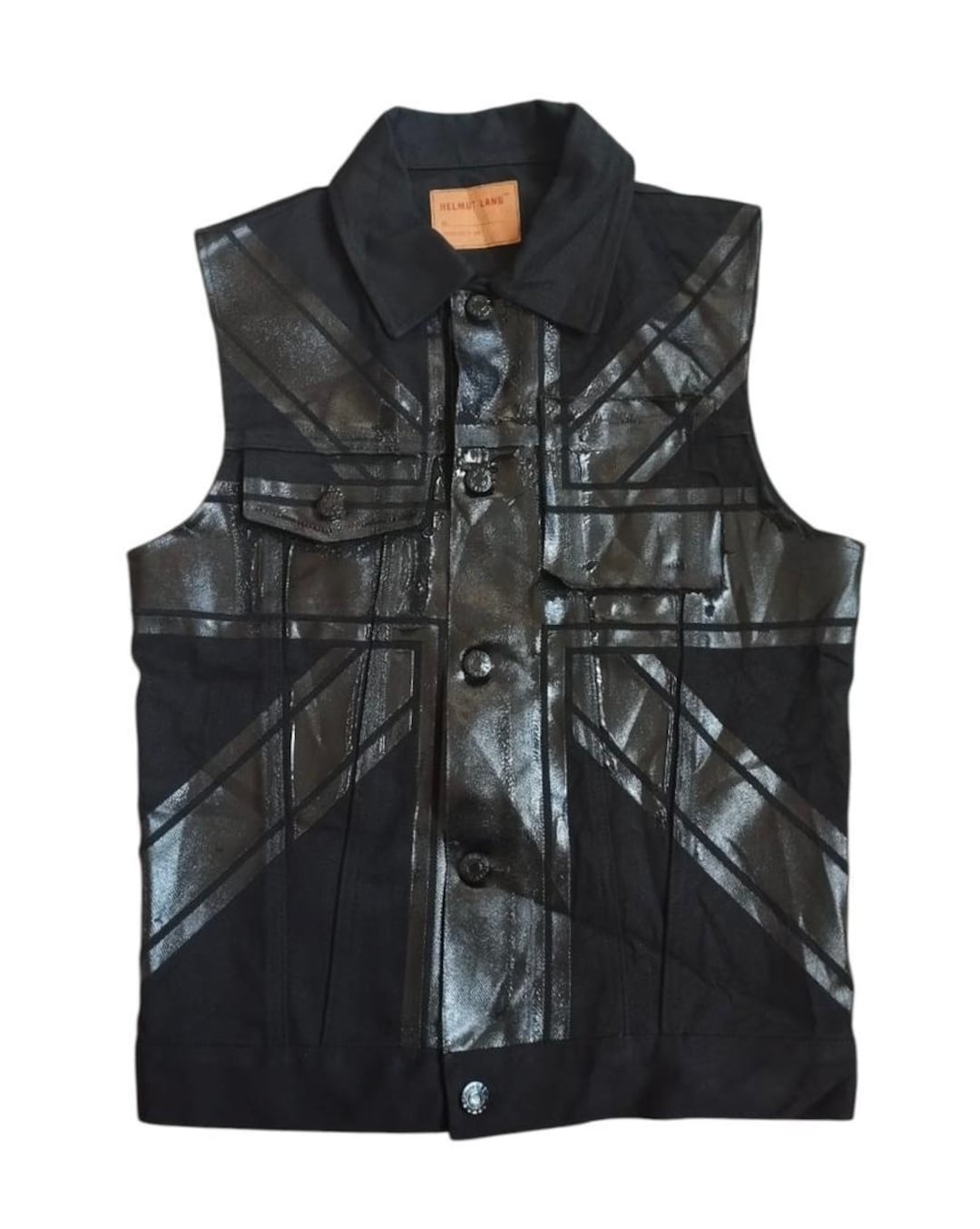 Vintage Hard to Find 1997 Helmut Lang Union Jack Black Vest