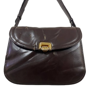Vintage Gucci Hobo Bag Kelly Style Rich Brown Leather Bag Made In Italy