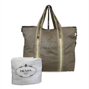 Autêntica bolsa tote conversível com logotipo Prada em couro cravejado feito na Itália