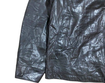 Vintage Gap Y2k Black Leather Jacket Yezzy Gap Leather Made