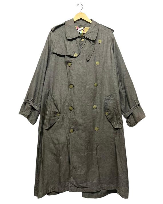 ジャケット・アウター GIORGIO ARMANI long trench coat 80s Jacket Giorgio Armani Coat Long Winter Fall Coat Blue