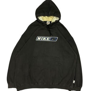 Vintage 90&#39;s Nike Swoosh Center Logo Sunfaded Pullover Hodies Made In Usa Size XL