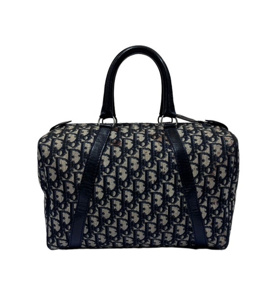 Vintage Luxury Christian Dior Monogram Blue Oblique Canvas Boston