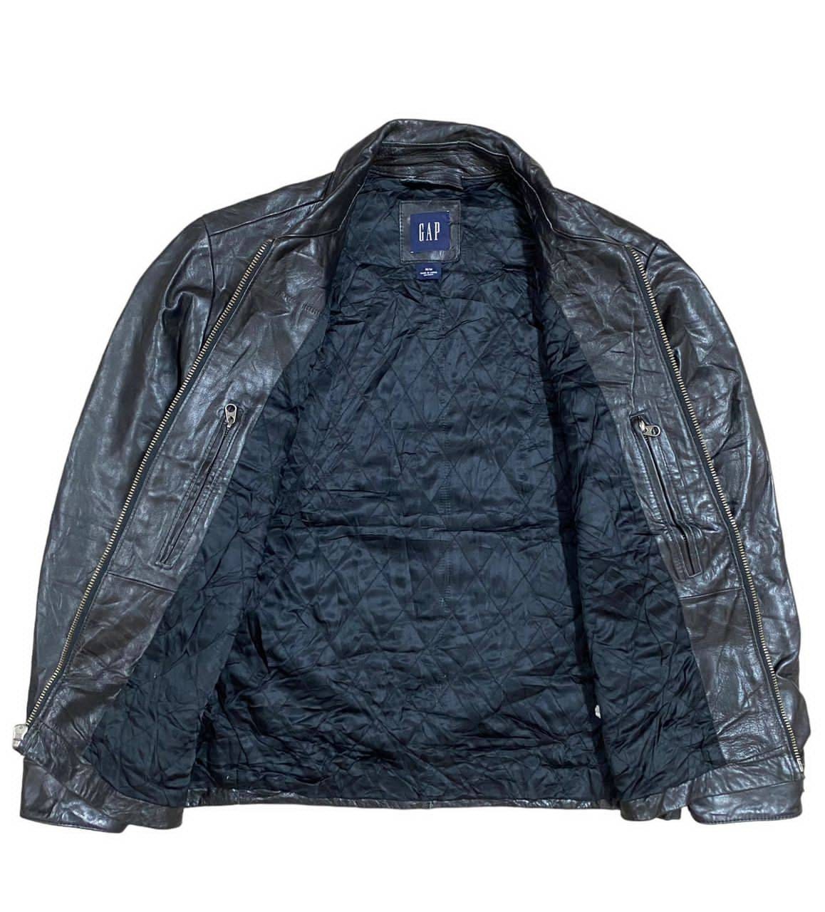Vintage Gap Y2k Black Leather Jacket Yezzy Gap Leather Made Vintage Gap Y2k Black Leather Jacket Yezzy Gap Leather Made