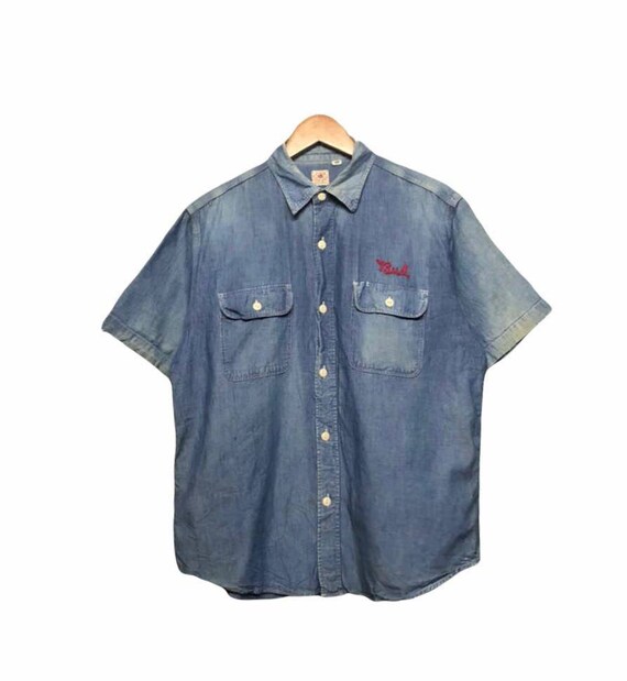 Vintage Sugar Cane Indigo Bowling Shirt 