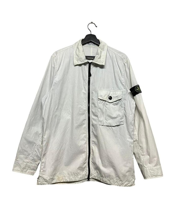 Authentic Stone Island White Overshirt Zipper Jacket Made in