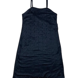 Authentic Prada Black Monogram Logo Dresses Made In Italy Size 38