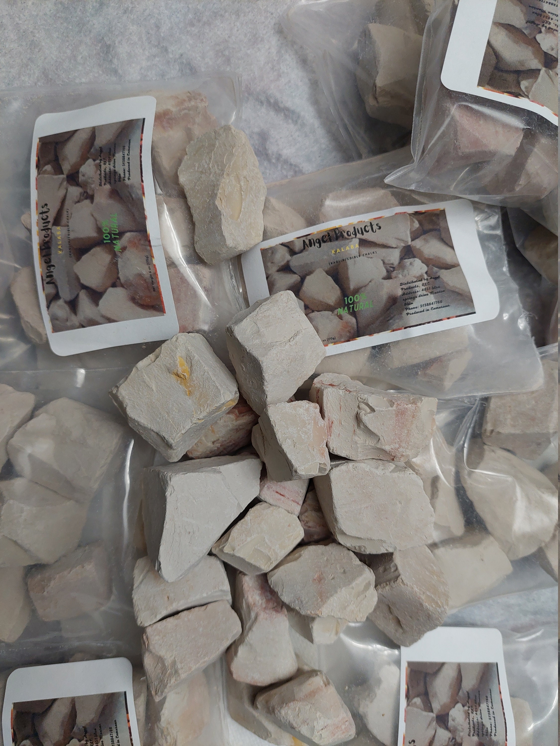 1 kg Kaolin / Argile comestible / Kalaba / Craie de marbre / Craie de  calebasse / Calabar / calaba/ Lokpo / Nzu / Poto / Ulo / Mabele / La Craie  / Argile -  France