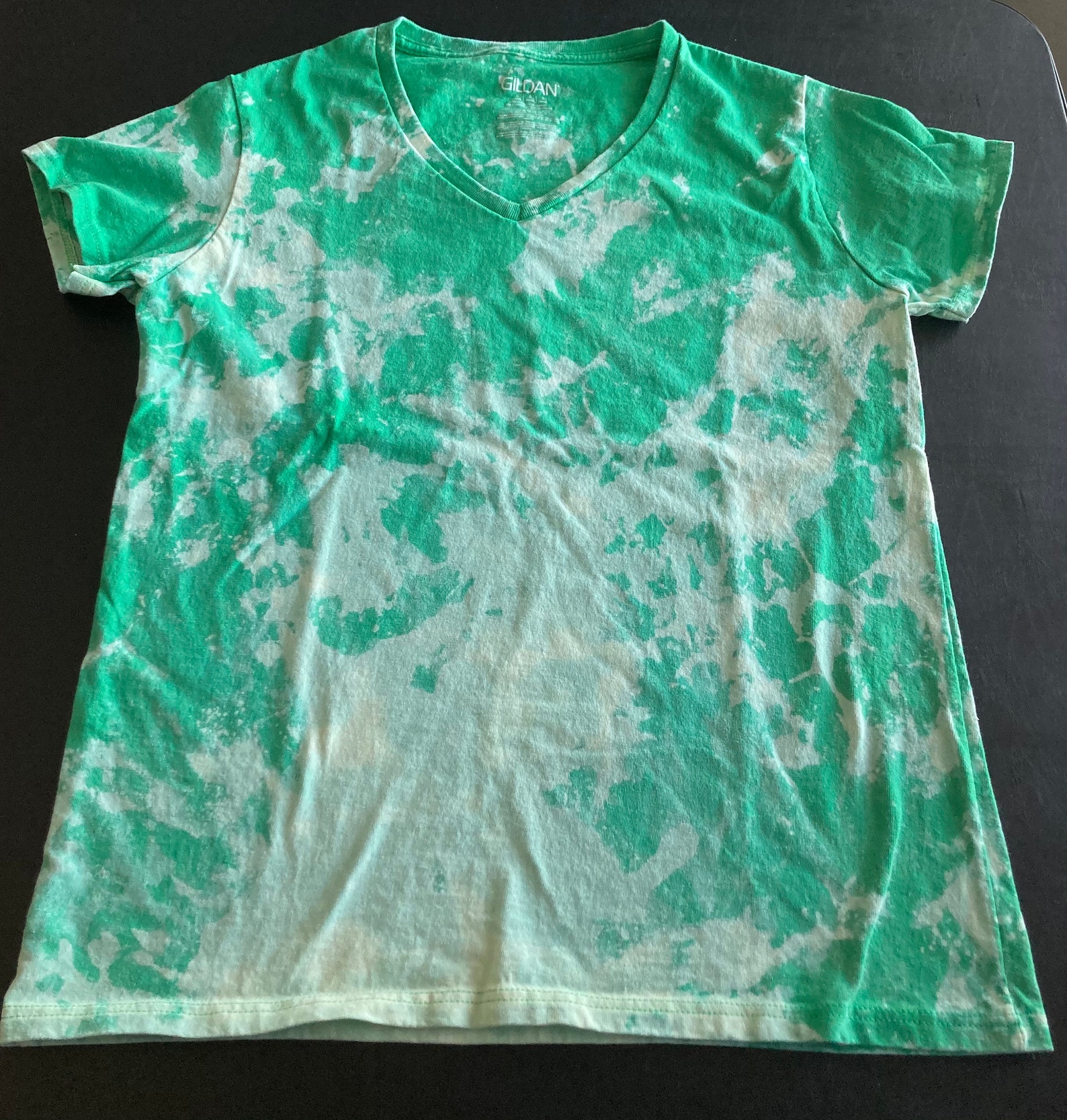 Beautiful Bleach Dyed Green VNeck TShirt Etsy