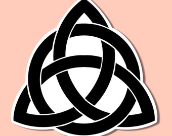 Pegatina negra resistente al agua de Triquetra / Bruja / Nudo celta / Pagano / Regalos de bruja / Regalos de bruja