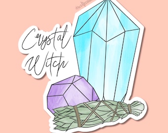 Pegatina resistente al agua crystal witch / bruja / cristales / magia de cristal / regalos de bruja / regalos de bruja