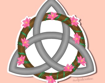 Lotus Triquetra Pegatina resistente al agua / Bruja / Nudo celta / Pagano / Regalos de bruja / Regalos de bruja