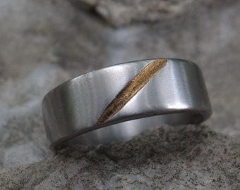 Mens and Womens wedding band, rustic titanium ring, handmade rugged wedding or engagement band,  soft matte ring
