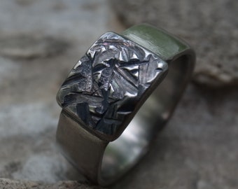 Mens and Womens wedding band, rustic titanium ring, hand-carved irregular texture band, wedding or engagement ring